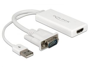 DeLock / VGA to HDMI Adapter with Audio White