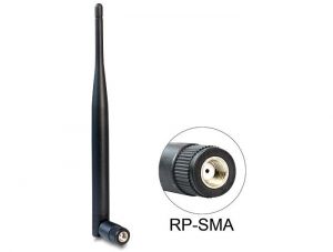 DeLock / WLAN 802.11 b/g/n Antenna RP-SMA plug 5 dBi omnidirectional with tilt joint Black