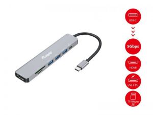 EQuip / USB-C 7 in 1 Multifunctional Adapter,  HDMI 4K/60Hz,  USB 3.2 Gen1 x 3 ,  TF/MICRO SD,  100W USB PD