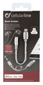 Cellularline / Extra durable Music Enabler adapter from Lightning connector to 3.5 mm jack,  MFI certification,  gray