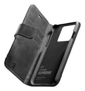 FIXED / Premium Cellularine Supreme Leather Book Case for Apple iPhone 13 Mini,  Black