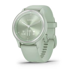 Garmin / Vivomove Sport Cool Mint Case and Silicone Band with Silver Accents