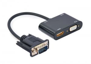 Gembird / A-VGA-HDMI-02 VGA to HDMI + VGA adapter cable 0, 15m Black