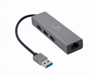 Gembird / USB AM Gigabit Network Adapter With 3-port USB 3.0 Hub Grey