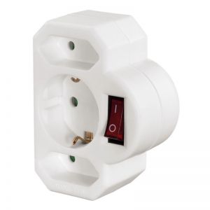Hama / 3-Way Multi-Plug 2 Euro/1 socket with earth contact switch White