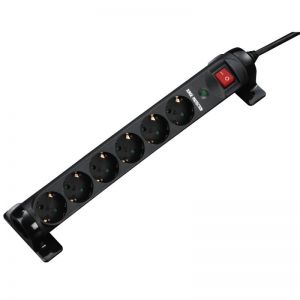 Hama / 6-Way Power Strip,  turnable,  overvoltage protection + switch 1, 4m Black
