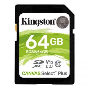 Kingston / 64GB SDXC Canvas Select Plus 100R C10 UHS-I U3 V30