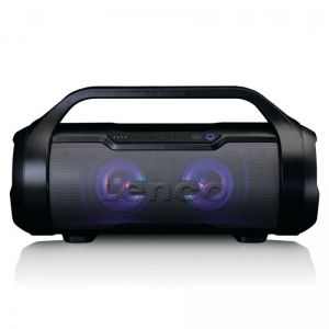 Lenco / SPR-070BK splashproof Bluetooth speaker met FM radio,  USB,  Sd and party lights Black
