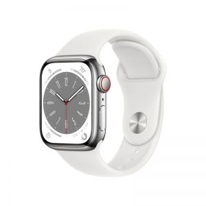  / Apple Watch S8 CELL 41mm Silver S.Steel Case/White Sp.Band