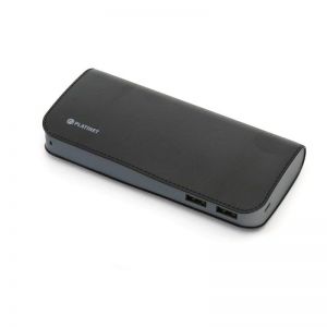Platinet / 11000mAh Leather PowerBank + microUSB Cable/Type-C Adapter Black