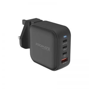 Promate  / GaNPort4-100PD 100W Power Delivery GaNFast Charger with Quick Charge 3.0 Black