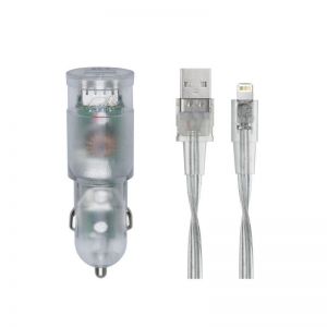 RivaCase / RivaPower VA4225 TD2 car charger (2xUSB/3, 4A) with MFi Lightning cable Transparent