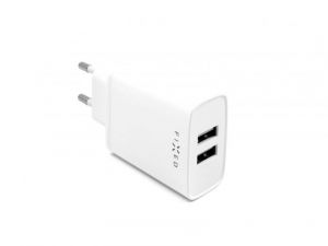 FIXED / S mains charger with 2xUSB output,  15W Smart Rapid Charge,  white