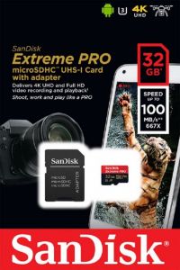Sandisk / 32GB microSDHC Extreme Pro UHS-I V30 A1 + adapterrel