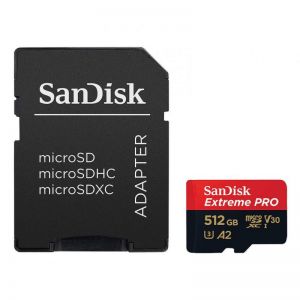 Sandisk / 512GB microSDXC Class 10 U3 V30 A2 Extreme Pro + adapterrel