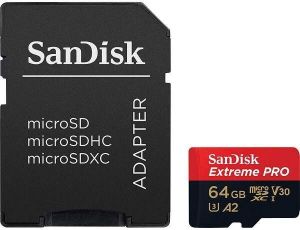 Sandisk / 64GB microSDXC Extreme Pro Class 10 UHS-I A2 C10 V30 + adapterrel