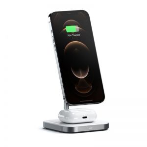 Satechi / Aluminum 2-in-1 Magnetic Wireless Charging Stand White
