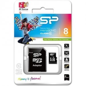 Silicon Power / 8GB microSDHC Class10 + SD adapterrel