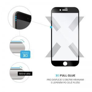 FIXED / Tempered glass screen protector 3D Full-Cover for Apple iPhone 6/6S/7/8/SE (2020),  full glue,  black,  0.33 mm