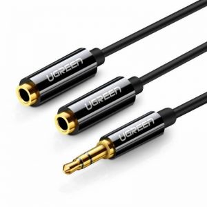 UGREEN / 20816 3, 5mm jack- 2x Dual Aux cable 0, 25m Black