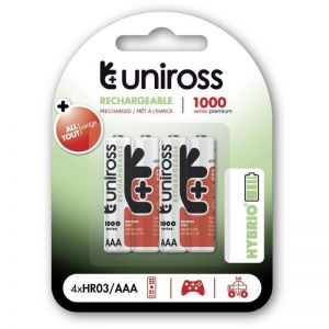 Uniross / Hybrio 1000mAh AAA Ni-MH akkumultor 4db/csomag