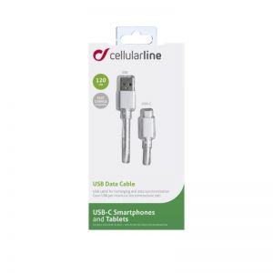 Cellularline / USB data cable with USB-C connector and Power Delivery (PD) support,  60W max,  120 cm,  white