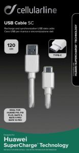 Cellularline / USB data cable SC with USB-C connector,  Huawei SuperCharge technology,  120 cm,  white