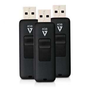 V7 / 4GB Slide-In connector USB2.0 Black (3-pack)