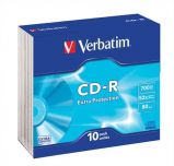 CD-R lemez, 700MB, 52x, 10 db, vkony tok, VERBATIM 