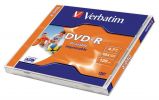 VERBATIM DVD-R lemez, nyomtathat, matt, ID, 4,7GB, 16x, 1 db, norml tok, VERBATIM