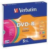 VERBATIM DVD-R lemez, sznes fellet, AZO, 4,7GB, 16x, 5 db, vkony tok, VERBATIM