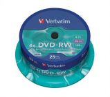 VERBATIM DVD-RW lemez, jrarhat, 4,7GB, 4x, 25 db, hengeren, VERBATIM