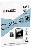 EMTEC Memóriakártya, microSDXC, 64GB, CL10, 20/12 MB/s, adapter, EMTEC 