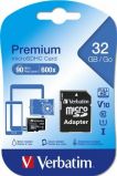 VERBATIM Memriakrtya, microSDHC, 32GB, CL10/U1, 90/10 MB/s, adapter, VERBATIM 