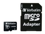 VERBATIM Memriakrtya, microSDXC, 64GB, CL10/U1, 90/10 MB/s, adapter, VERBATIM 