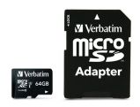VERBATIM Memriakrtya, microSDXC, 64GB, CL10/U3, 90/45 MB/s, adapter, VERBATIM 