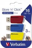 VERBATIM Pendrive, 3 x 16GB, USB 3.2, 80/25MB/sec, VERBATIM 