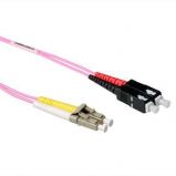ACT LSZH Multimode 50/125 OM4 fiber cable duplex with LC and  SC connectors 1m Pink
