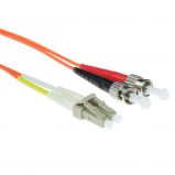 ACT LSZH Multimode 62.5/125 OM1 fiber cable duplex with LC and ST connectors 1m Orange