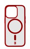 Cellularline Pop Mag Back Cover with Magsafe Support for Apple iPhone 15 Pro,  Clear/Red