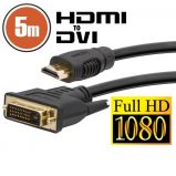 Delight DVI-D (Dual Link) - HDMI kbel 5m Black aranyozott