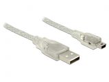 DeLock Cable USB 2.0 Type-A male > USB 2.0 Mini-B male 2m transparent