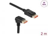 DeLock DisplayPort cable male straight to male 90 downwards angled 8K 60 Hz 2m Black