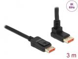 DeLock DisplayPort cable male straight to male 90 upwards angled 8K 60 Hz 3m Black