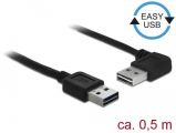 DeLock EASY-USB 2.0 Type-A male > EASY-USB 2.0 Type-A male angled left/right 0, 5m Cable Black
