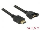 DeLock HDMI-A male > HDMI-A female panel-mount 4K 30 Hz 0.5m Cable