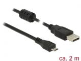 DeLock USB 2.0 Type-A male > USB 2.0 Micro-B male 2m Black