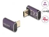 DeLock USB Adapter 40 Gbps USB Type-C PD 3.1 240 W male to female angled 8K 60 Hz metal Purple