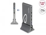 DeLock USB Type-C DP 1.4 Docking Station Triple 4K Display - HDMI / DisplayPort / USB / LAN / SD / PD 3.0 Grey