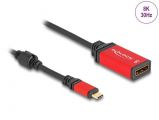DeLock USB Type-C to DisplayPort Adapter (DP Alt Mode) 8K 30 Hz with HDR function Black/Red